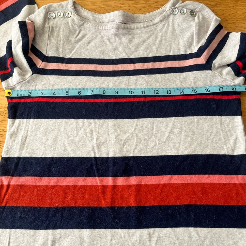 Croft & Barrow Striped Button Shoulder Top Nautical 3/4 Sleeve Shirt Size L - Picture 7 of 9